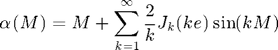 $$ \alpha(M) = M + \sum_{k=1}^\infty\frac{2}{k}J_k(ke)\sin(kM) $$